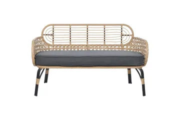Trädgårdsbänk med dyna Beliani Pratello Natural||Beige||Grey||Black - Hagemøbler - Utesofa - Hagebenk & hagesofa