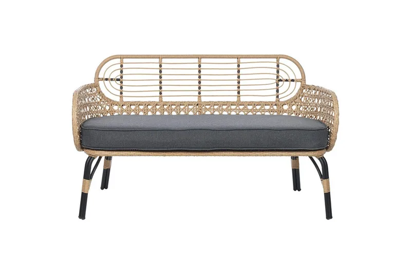 Trädgårdsbänk med dyna Beliani Pratello Natural||Beige||Grey||Black, undefined