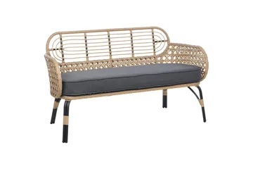 Trädgårdsbänk med dyna Beliani Pratello Natural||Beige||Grey||Black - Hagemøbler - Utesofa - Hagebenk & hagesofa