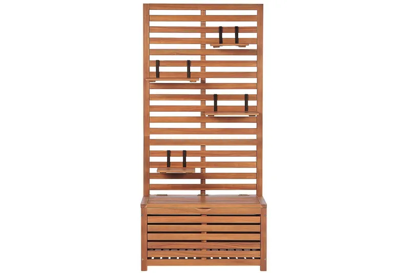 Trädgårdsbänk med väggpanel Beliani Matino Light wood