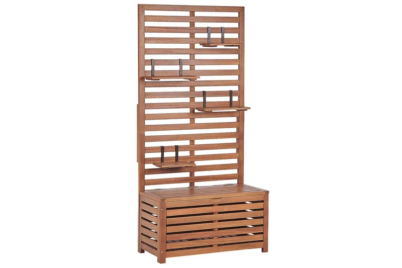 Trädgårdsbänk med väggpanel Beliani Matino Light wood - Hagemøbler - Utesofa - Benker