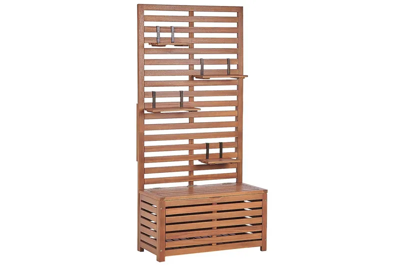 Trädgårdsbänk med väggpanel Beliani Matino Light wood - Hagemøbler - Utesofa - Benker