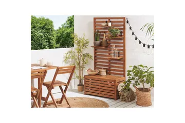 Trädgårdsbänk med väggpanel Beliani Matino Light wood - Hagemøbler - Utesofa - Benker