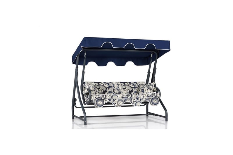 Tredobbelt hagestol Colomieuan Mørk Blå / Krem / Svart - Mørk Blå / Krem / Svart - Hagemøbler - Utesofa - Hengesofa