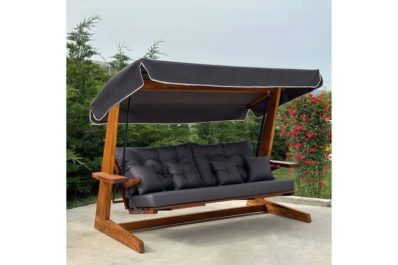 Tredobbelt hagestol Dasina Naturlig / antrasitt - Naturlig / antrasitt - Hagemøbler - Utesofa - Hengesofa