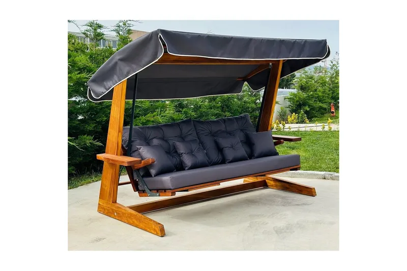 Tredobbelt hagestol Dasina Naturlig / antrasitt - Naturlig / antrasitt - Hagemøbler - Utesofa - Hengesofa