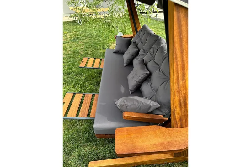 Tredobbelt hagestol Dasina Naturlig / antrasitt - Naturlig / antrasitt - Hagemøbler - Utesofa - Hengesofa