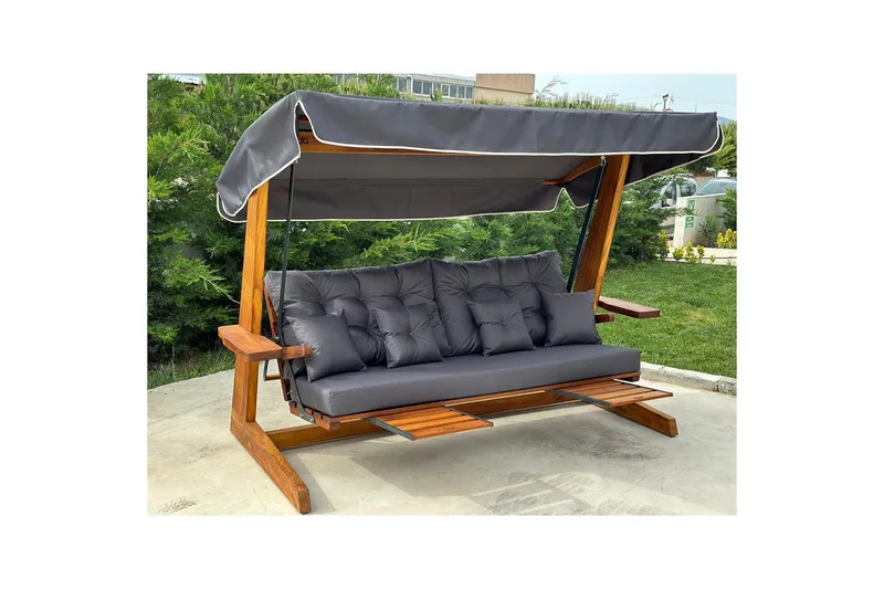 Tredobbelt hagestol Dasina Naturlig / antrasitt - Naturlig / antrasitt - Hagemøbler - Utesofa - Hengesofa