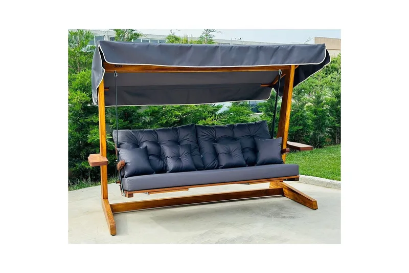 Tredobbelt hagestol Dasina Naturlig / antrasitt - Naturlig / antrasitt - Hagemøbler - Utesofa - Hengesofa