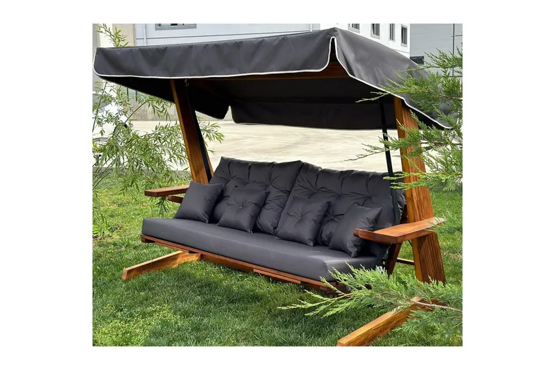 Tredobbelt hagestol Dasina Naturlig / antrasitt - Naturlig / antrasitt - Hagemøbler - Utesofa - Hengesofa