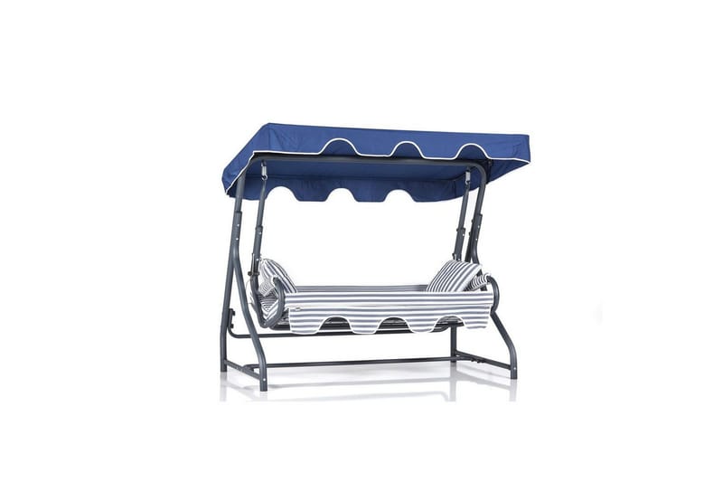Tredobbelt hagestol Gowanda (200 x 165 x 110 cm) Lys Grå / Blå - Lys Grå / Blå - Hagemøbler - Utesofa - Hammocker