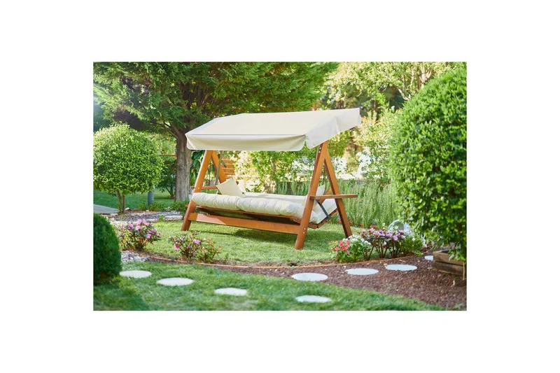 Tredobbelt hagestol Hazim Naturlig / Beige - Natur/Beige - Hagemøbler - Utesofa - Hengesofa