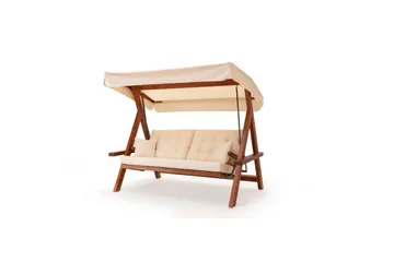 Tredobbelt hagestol Hazim Naturlig / Beige - Natur/Beige - Hagemøbler - Utesofa - Hengesofa