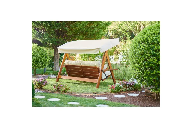 Tredobbelt hagestol Hazim Naturlig / Beige - Natur/Beige - Hagemøbler - Utesofa - Hengesofa