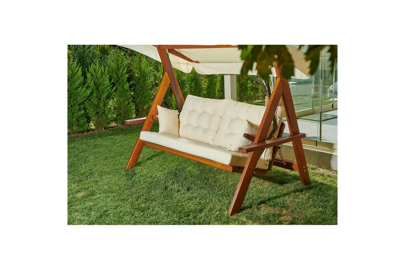 Tredobbelt hagestol Hazim Naturlig / Beige - Natur/Beige - Hagemøbler - Utesofa - Hengesofa