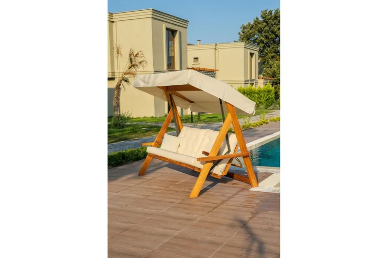 Tredobbelt hagestol Hazim Naturlig / Beige - Natur/Beige - Hagemøbler - Utesofa - Hengesofa