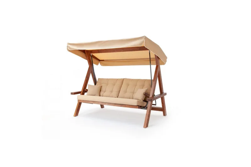 Tredobbelt hagestol Hazim Naturlig / Beige - Natur/Beige - Hagemøbler - Utesofa - Hengesofa