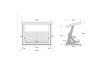 Tredobbelt hagestol Viva Antrasitt - Antrasitt, 220 x 100 x 175 cm - Hagemøbler - Utesofa - Hengesofa