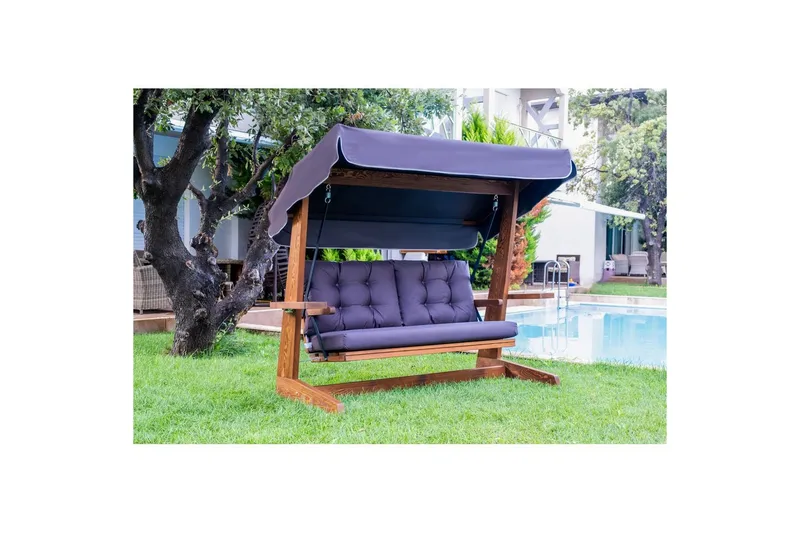 Tredobbelt hagestol Viva Antrasitt - Antrasitt, 220 x 100 x 175 cm - Hagemøbler - Utesofa - Hengesofa