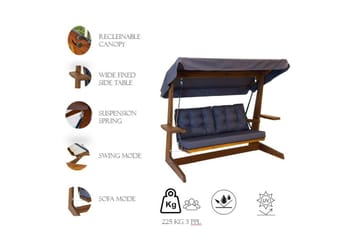 Tredobbelt hagestol Viva Antrasitt - Antrasitt, 220 x 100 x 175 cm - Hagemøbler - Utesofa - Hengesofa