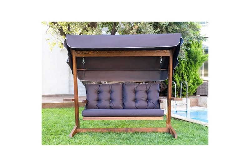 Tredobbelt hagestol Viva Antrasitt - Antrasitt, 220 x 100 x 175 cm - Hagemøbler - Utesofa - Hengesofa