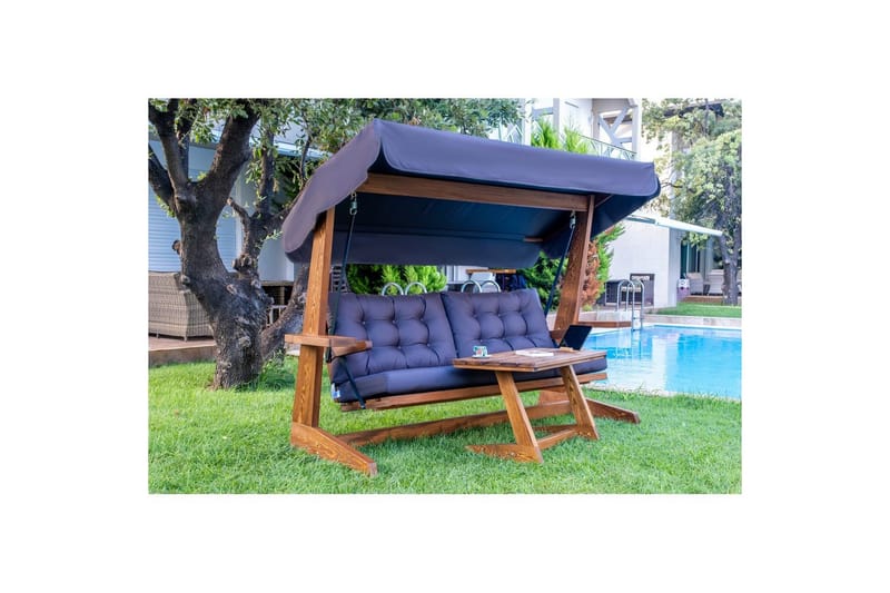 Tredobbelt hagestol Viva Antrasitt - Antrasitt, 237 x 100 x 175 cm - Hagemøbler - Utesofa - Hengesofa