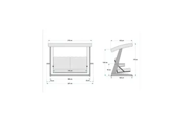 Tredobbelt hagestol Viva Antrasitt - Antrasitt, 237 x 100 x 175 cm - Hagemøbler - Utesofa - Hengesofa