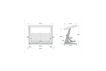 Tredobbelt hagestol Viva Antrasitt - Antrasitt, 237 x 100 x 175 cm - Hagemøbler - Utesofa - Hengesofa