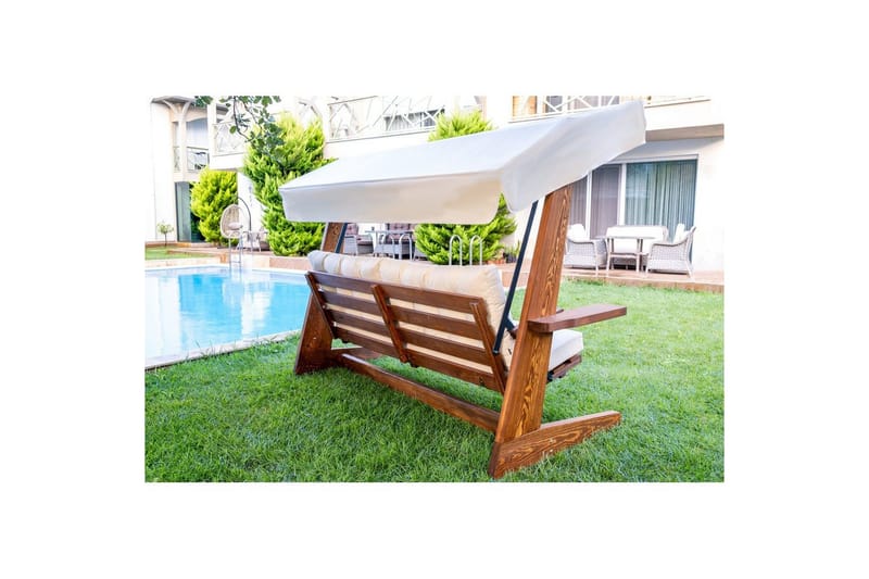 Tredobbelt hagestol Viva Beige - Beige, 237 x 100 x 175 cm - Hagemøbler - Utesofa - Hengesofa