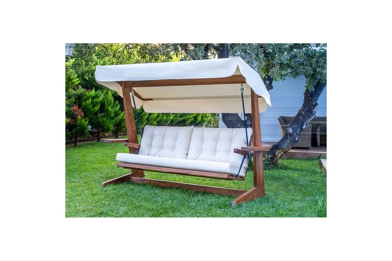 Tredobbelt hagestol Viva Beige - Beige, 237 x 100 x 175 cm - Hagemøbler - Utesofa - Hengesofa