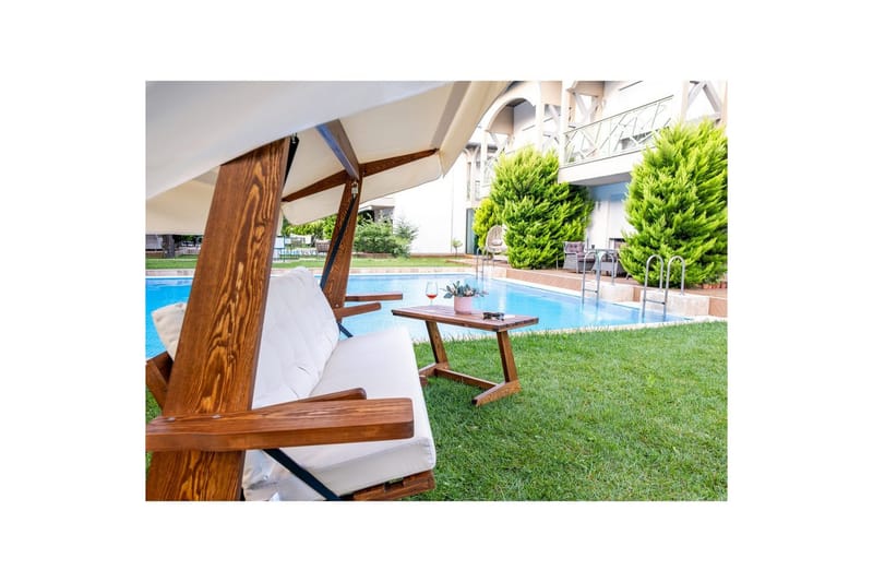 Tredobbelt hagestol Viva Beige - Beige, 237 x 100 x 175 cm - Hagemøbler - Utesofa - Hengesofa