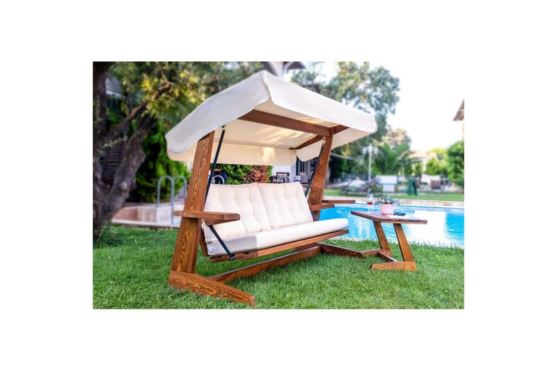 Tredobbelt hagestol Viva Beige - Beige, 237 x 100 x 175 cm - Hagemøbler - Utesofa - Hengesofa