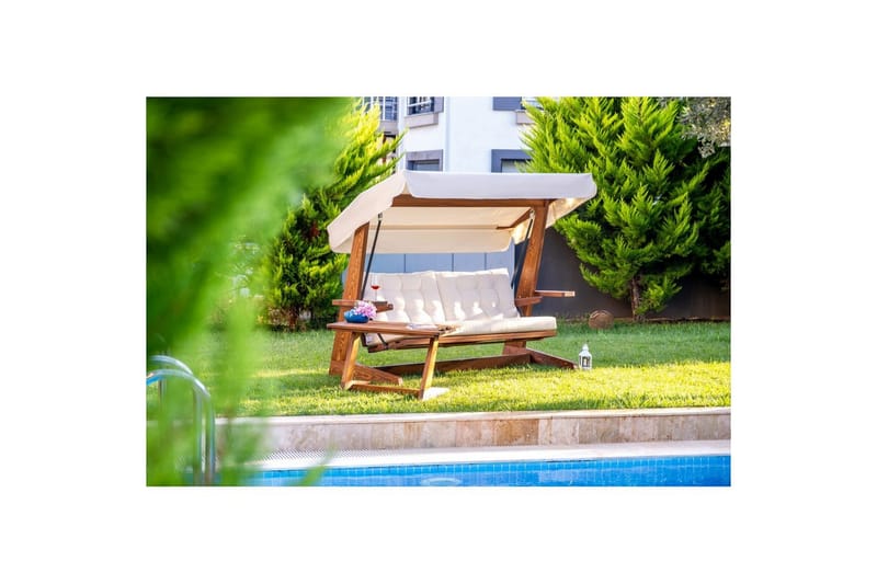 Tredobbelt hagestol Viva Beige - Beige, 237 x 100 x 175 cm - Hagemøbler - Utesofa - Hengesofa