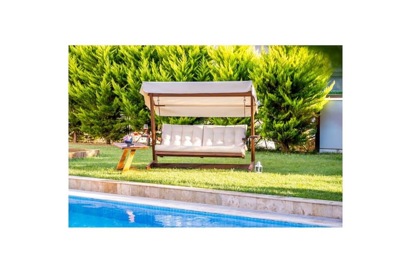 Tredobbelt hagestol Viva Beige - Beige, 237 x 100 x 175 cm - Hagemøbler - Utesofa - Hengesofa