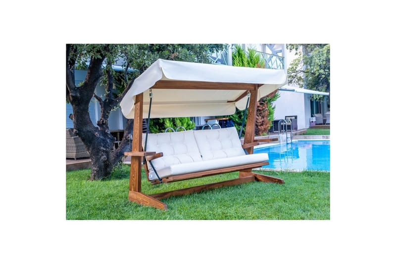 Tredobbelt hagestol Viva Beige - Beige, 237 x 100 x 175 cm - Hagemøbler - Utesofa - Hengesofa