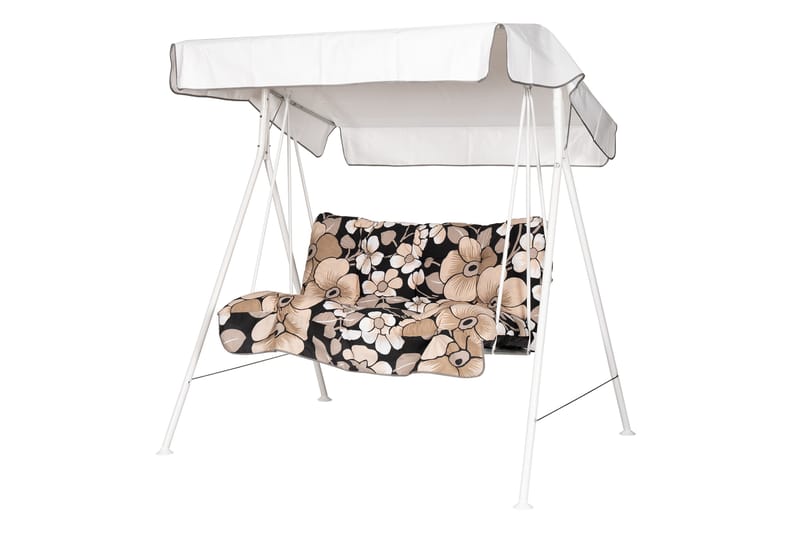 Tritante Komplett Hengekøye 130 cm - Hvit/Blomstrete - Hagemøbler - Utesofa - Hammocker