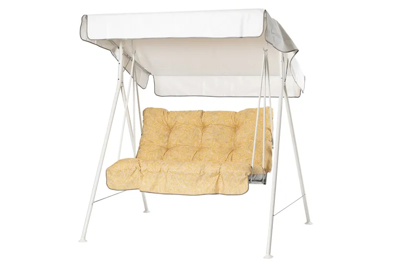 Tritante Komplett Hengekøye 130 cm - Hvit/Gul - Hagemøbler - Utesofa - Hammocker