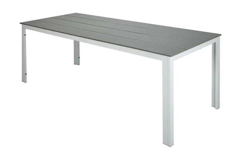 Tunis ute spisebord 205x90 cm rektangulært - Hvit/Grå - Hagemøbler - Hagebord - Spisebord ute