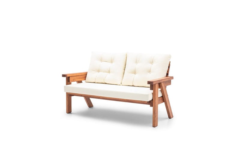 Zaron hagesofa 2-seter - Mellomfarget tre/Cremehvit - Hagemøbler - Utesofa - Hagebenk & hagesofa