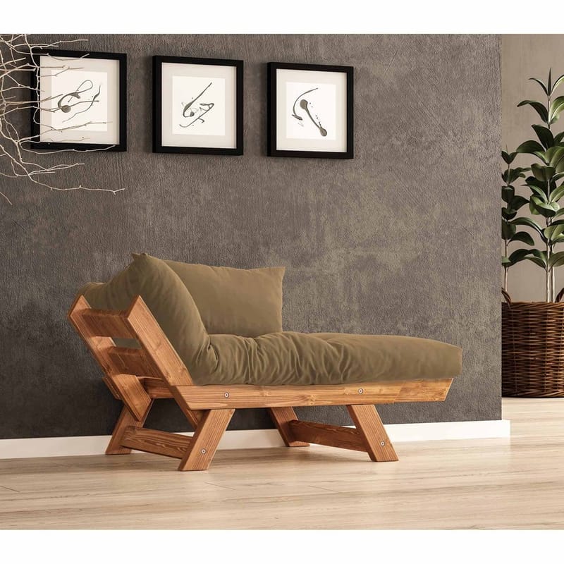 Zylar 2-seter Sovesofa med Treramme 75x140 cm i Lin - Brun - Møbler - Sofaer - Sovesofaer - 2 seters sovesofa