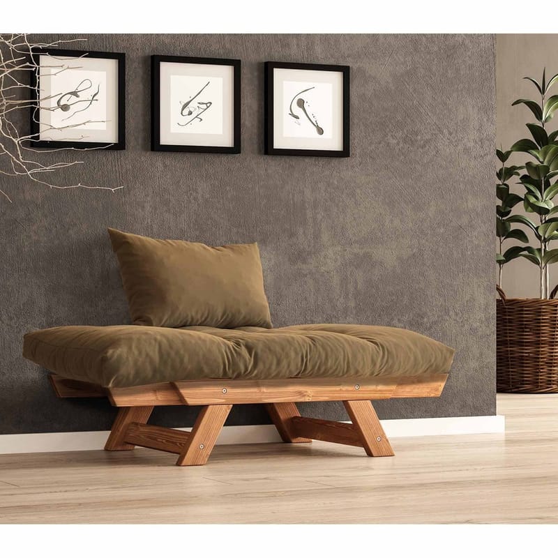 Zylar 2-seter Sovesofa med Treramme 75x140 cm i Lin - Brun - Møbler - Sofaer - Sovesofaer - 2 seters sovesofa