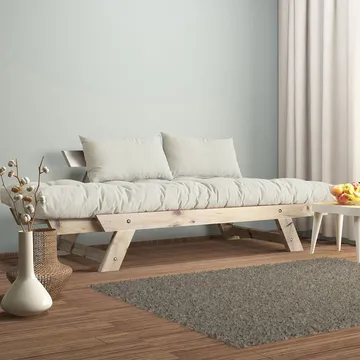 Zylar 2-seter Utfellbar Sovesofa i Stoff med Treramme - Hvit|Beige - Møbler - Sofaer - Sovesofaer - 2 seters sovesofa