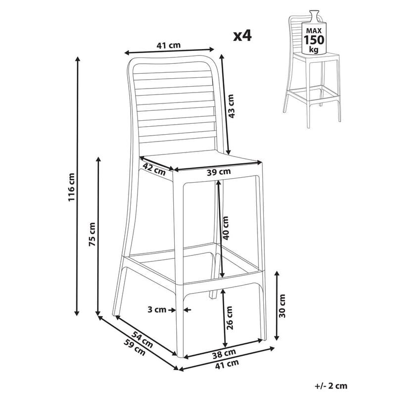 Barstol Seceda 4-pakning - Hagemøbler - Stoler & Lenestoler - Barstol