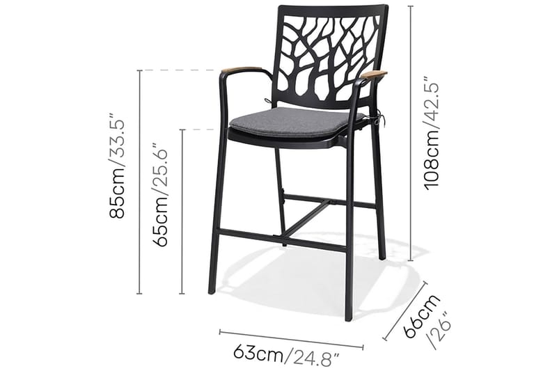 Portals Barstol - Svart - Hagemøbler - Stoler & Lenestoler - Barstol