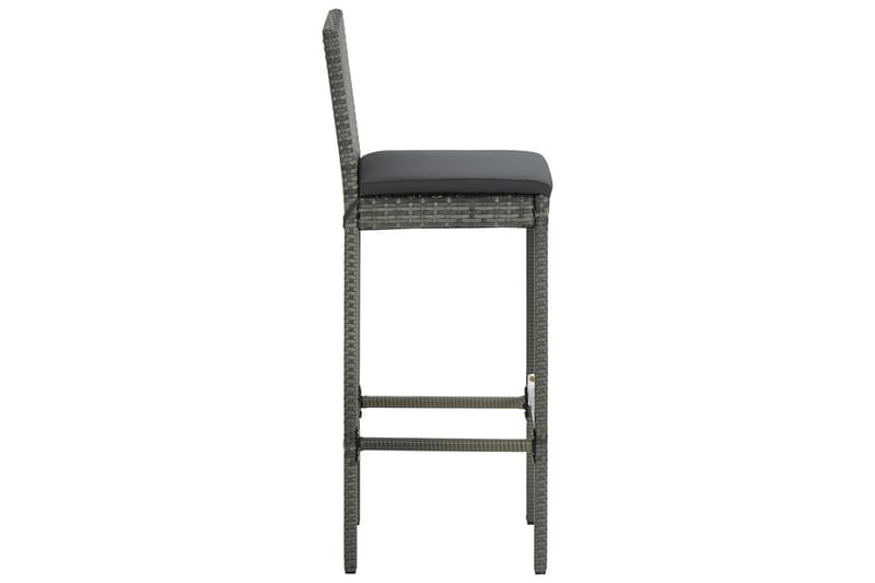 Utendørs barstoler med puter 2 stk grå polyrotting - Grå - Barstol
