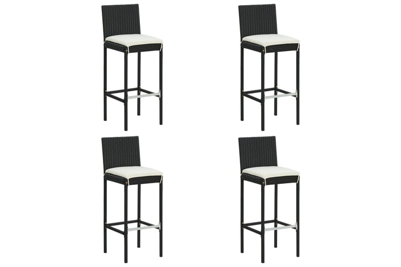 Utendørs barstoler med puter 4 stk svart polyrotting - Svart - Barstol