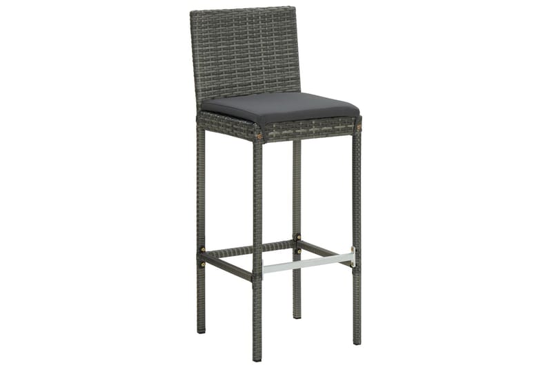 Utendørs barstoler med puter 2 stk grå polyrotting - Grå - Barstol