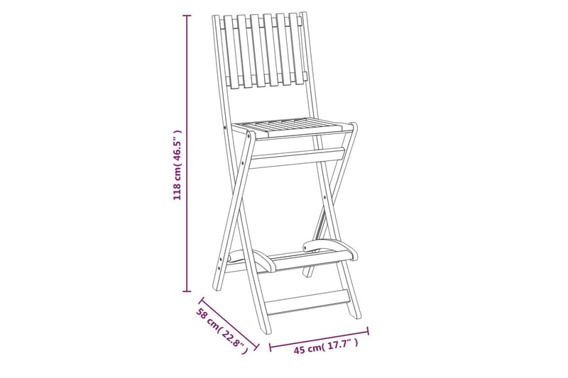 beBasic Sammenleggbare barstoler 2 stk heltre akasie - Brun - Barstol