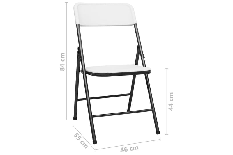 Sammenleggbare hagestoler 4 stk HDPE hvit - Hvit - Hagemøbler - Stoler & Lenestoler - Caféstoler