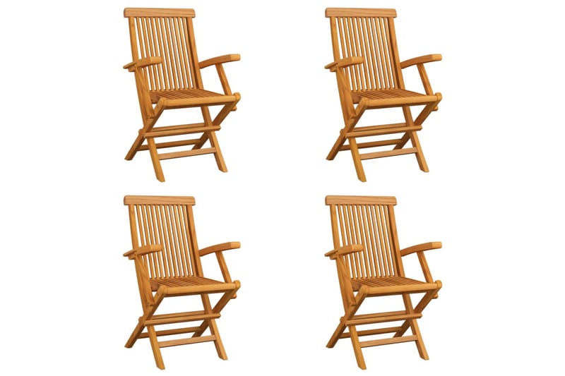 Sammenleggbare hagestoler 4 stk heltre teak - Hagemøbler - Stoler & Lenestoler - Caféstoler